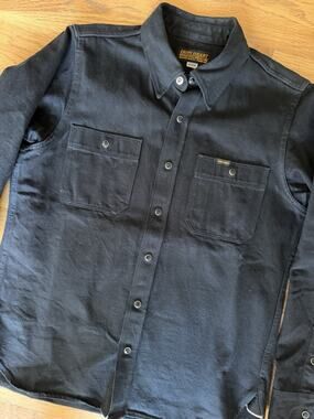 Iron Heart IHSH-338-BLK 12oz Black Selvedge Denim Work Shirt with Snaps